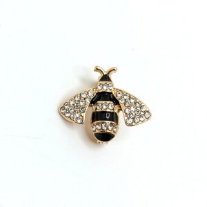 Sweet Gold and Black Bee Brooch with Sparkling Accents